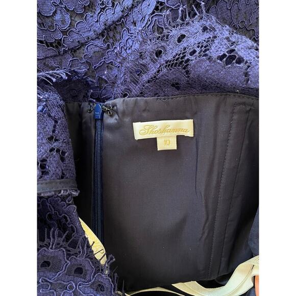 Shoshanna Navy Blue Lace Scalloped Sleeveless Mini Cocktail Dress 10 - Picture 8 of 13